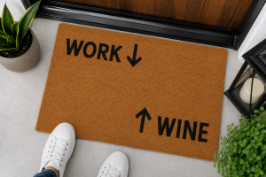"WORK/WINE" wycieraczka kokosowa, prezent na parapetówke