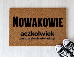 "Aczkolwiek" zabawna personalizowana wycieraczka pod drzwi dla Par  