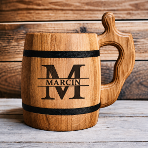 Personalizowany Dębowy kufel z Twoim Imieniem 550ml  