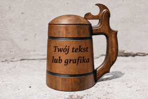 Piękny, dębowy kufel z klapką z Twoim wzorem