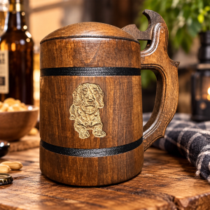 Kufel z klapką| Dębowy kufel z Twoim Zdjęciem 550ml